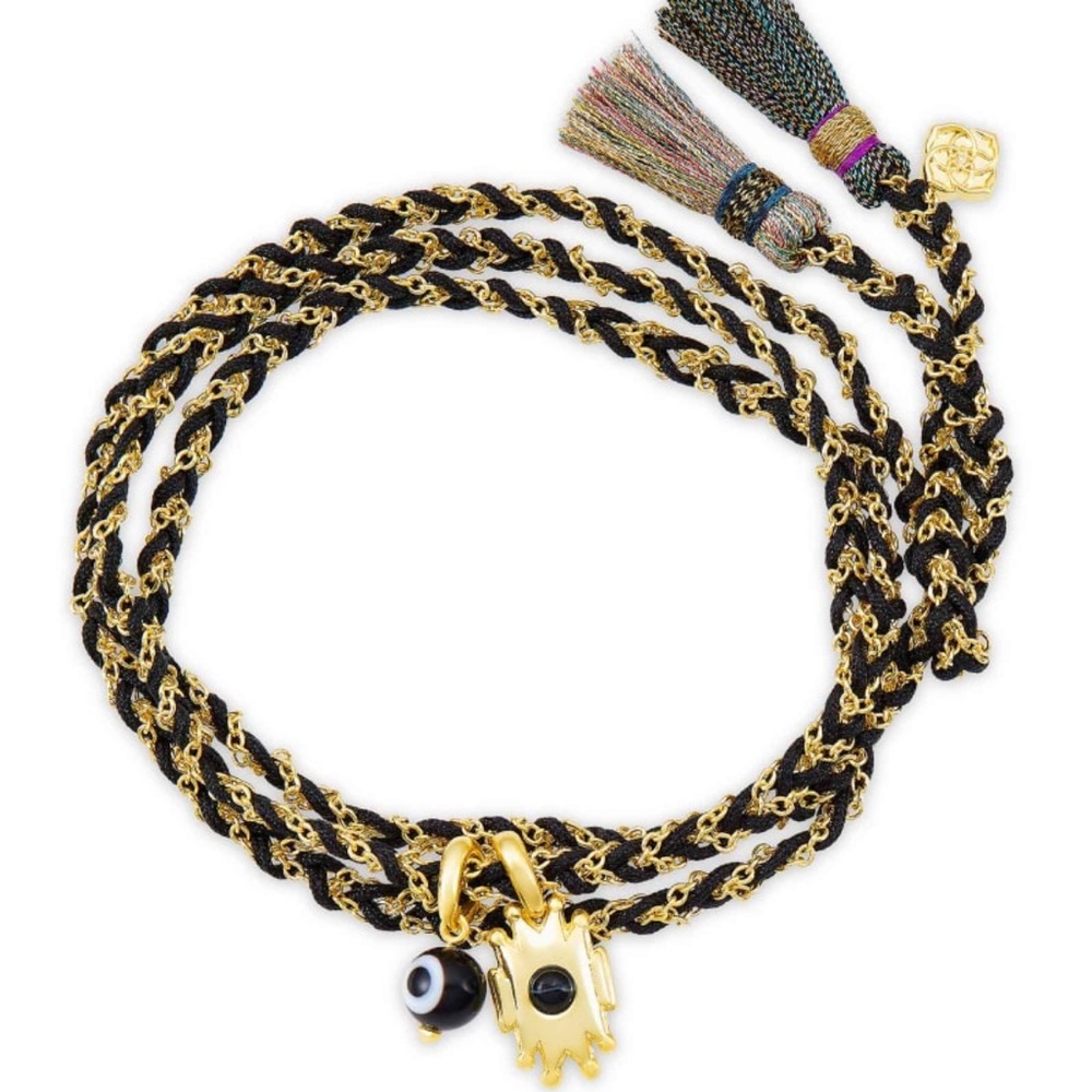 Kendra Scott Shiva Gold Wrap Bracelet In Black Agate